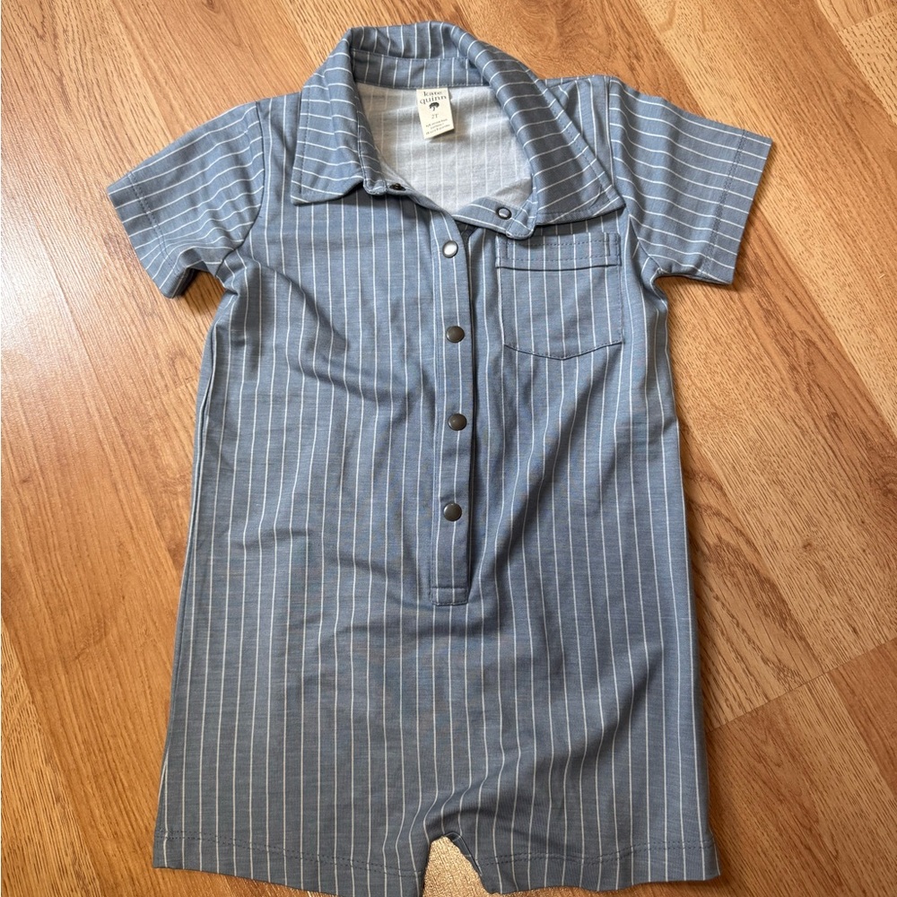 Kate Quinn Blue and White Striped Romper